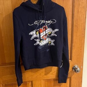 Ed Hardy Women's Navy Graphic Sweater